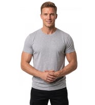 DeepSEA Erkek Gri Slim Fit %90 Pamuk Likralı Yumuşak Dokulu Basic Tişört 1801131