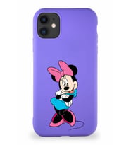 Apple iPhone 11 Soft Premier Kapak Minnie Mouse-D Tasarımlı Silikon Kılıf - Mor (Şeffaf)