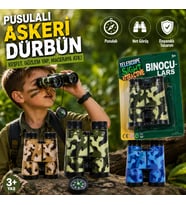 Pusulalı Askeri Oyuncak Dürbün 1 Adet Kamuflaj Desenli Keşif ve Macera Dürbünü