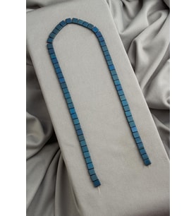 Hematit Doğal Taş Mat Mavi Yassı Kare Kesim 6x6mm Dizi [AA]