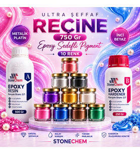 Ultra Şeffaf Epoksi Reçine 750 Gr + Pigment Seti 10x15 Ml