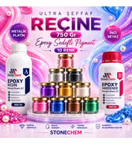 Ultra Şeffaf Epoksi Reçine 750 Gr + Pigment Seti 10x15 Ml