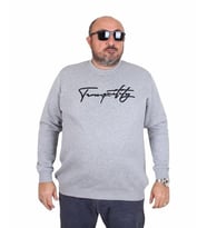 Starbattal Erkek Büyük Beden Sıfır Yaka Sweat Twenty 24200 GRI MELANJ