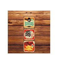 Burgers Üçlü Retro Ahşap Poster Ü151