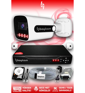 Bayicam 1 Kameralı Zebra 1 Dış Kamera Set 320 GB 5 MP Full HD Gece Görüşlü Güvenlik Kamerası Sistemi