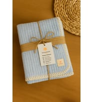 Bebek Battaniye %100 Pamuk Müslin & 4 Kat Çoban Dikişli & Açık Mavi (100X12