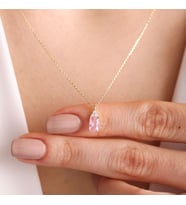 Altın Baget Kolye Pink Topaz (Çok Renkli)