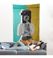 Kamera Kafalı Soyut Kadın Pop Art Duvar Örtüsü-7872