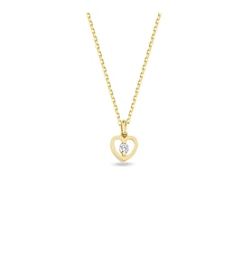 14 Ayar Altın Tek Taşlı Kalp Kolye 1,7 gr