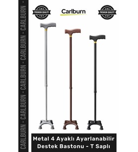 #Baston Ortopedik Medikal Alüminyum Sağlam Metal 4 Ayaklı Ayarlanabilir Destek Bastonu T Saplı