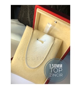 1,5mm Top Zincir Model 925 Ayar Gümüş Erkek • Işıklı Kutuda Sevgiliye • Eşe • Kadın Kolye Zincir