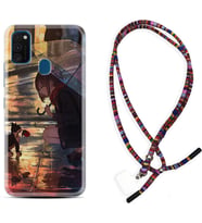 Samsung M21 M22 M23 M30 M31S M32 Kılıf Boyun Asklı Rasta Silikon Kız ve Kedi 1762