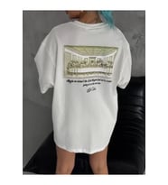 Unisex Baskılı Oversize T-Shirt - Beyaz