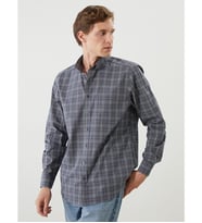 LCWAIKIKI Classic Gri Regular Fit Uzun Kollu Ekose Poplin Erkek Gömlek