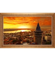 Çerçeveli Paspartulu Manzara Tablo ah1787 (Gold)