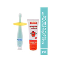 SET Çilek Diş Macunu - Silikon Diş Fırçası (Kırmızı)