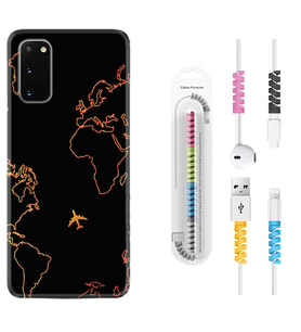 Samsung A02S A03S A10 A12 A13 A21S A22 Kılıf Kablo Koruma Spiral Silikon Harita ve Uçak 1777