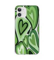 Iphone 11 Uyumlu Yeşil Kalp Desenli Şeffaf Telefon Kılıfı