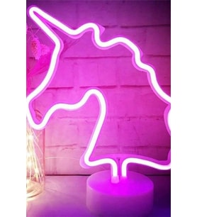 Unicorn Neon Lamba, Gece ve Masa Dekoru, LED Işık, Modern Süs Tasarımı (Krem)