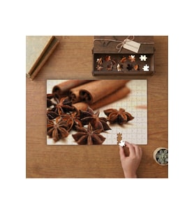 Tarçın Kabukları ve Anason Tasarımı 240 parça Ahşap Puzzle Ahşap Kutuda MP01596