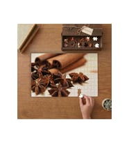 Tarçın Kabukları ve Anason Tasarımı 240 parça Ahşap Puzzle Ahşap Kutuda MP01596