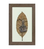 e38 EL İŞÇİLİĞİ YAPRAK BOYAMA TABLO 34*22 cm - 5835