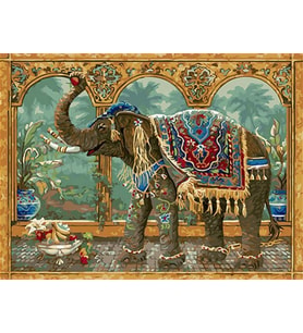 Oryantal Fil Sayılarla Boyama Seti 50x65 cm (Tuvale Gerili)