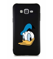 Samsung Galaxy J7 Soft Premier Kapak Donald Duck-B Tasarımlı Silikon Kılıf - Siyah (Şeffaf)