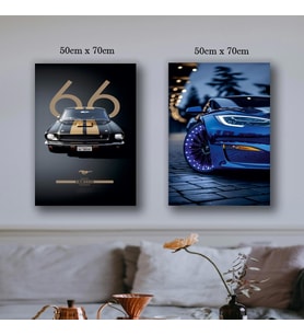 klasik araba ve spor araba tablo resim kanvas 2 adet 50x70