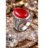 925 AYAR OVAL AKİK TAŞLI ERKEK GÜMÜŞ YÜZÜK (Gri)
