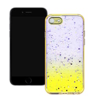 Apple iPhone 7 / iPhone 8 Simli Şeffaf Sert Slikon Kılıf (Sarı)