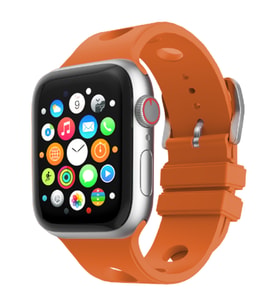 Apple Watch 7 45mm Uyumlu Delikli Tasarım Zore KRD-147 Silikon Kordon (Turuncu)