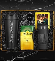 Kişiye Özel 400 ML Çelik Termos & French Press & 250 Gram Jacobs Selection Filtre Kahve & Kişiye Özel Çerçeve Hediye Seti