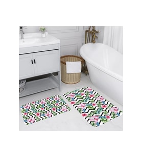 Rovigo Home Dijital Baskılı 2'li Banyo paspas Takımı RVG5113 (Yeşil)