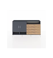 Arges Konsol 5 Raflı 4 Çekmeceli 2 Kapaklı 176x30x99 Antrasit-Antrasit/Çam