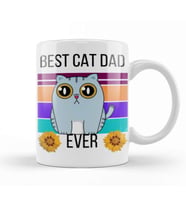 Funny BEST CAT DAD Dad Fathers Day Gift 2021 Kupa Bardak Porselen