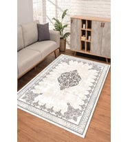 Dijital Kaymaz Taban Yıkanabilir Renkli Salon Halısı Mutfak Halısı Yolluk ND-SD-1125 (Krem)