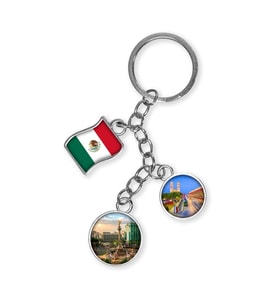 Meksika Üçlü Epoksi Metal Çift Taraflı Damla Anahtarlık Mexico (Çok Renkli)