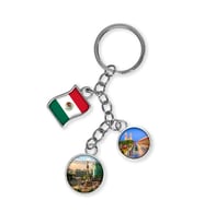 Meksika Üçlü Epoksi Metal Çift Taraflı Damla Anahtarlık Mexico (Çok Renkli)