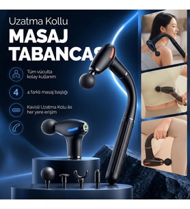 Uzatmalı Kanca Saplı Masaj Tabancası 4 Başlıklı Kablosuz Kas Gevşetici Sırt Omuz Tüm Vücut Masajı