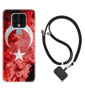Tecno Camon 16 18P Pova Kılıf Boyun Askılı Silikon Şanlı Türk Bayrağı 3 1395