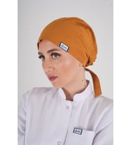 Düz Hardal Tesettür Doktor Hemşire Aşçı Cerrahi Hastane Tesettür Bonesi (Hardal Sarısı)