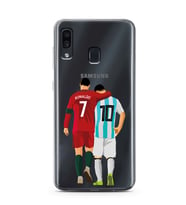 Samsung Galaxy A20/A30 Uyumlu Lionel Messi ve Cristiano Ronaldo Desenli Şeffaf Telefon Kılıfı