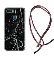 Oppo A5S A15 A16 A54 A55 A73 A74 Kılıf Boyun Asklı Rasta Silikon Black Marble 3 1382