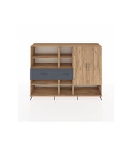 Hyperion Dolap 10 Raflı 2 Çekmeceli 2 Kapaklı 220x44x163 Çam-Çam/Antrasit