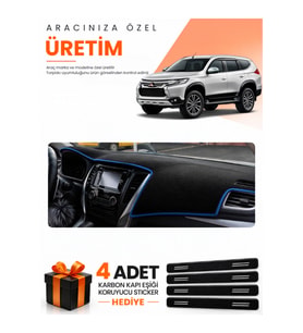 MITSUBISHI PAJERO SPORT (2015-SONRASI) Uyumlu Torpido Koruma Örtüsü Oto Kılıfı - Siyah Mavi