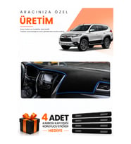 MITSUBISHI PAJERO SPORT (2015-SONRASI) Uyumlu Torpido Koruma Örtüsü Oto Kılıfı - Siyah Mavi