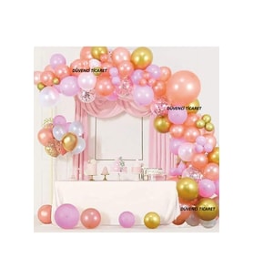METALİK ROSE GOLDLU LÜKS BALON SET