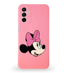 Samsung Galaxy M13 Uyumlu Lansman Kılıf Altı Kapalı İçi Kadife  Minnie Mouse-A Tasarımlı  Kapak (Şeffaf)