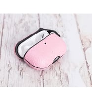 Apple AirPods Pro Uyumlu Deri Kılıf Juni NU2 Pembe (Siyah)